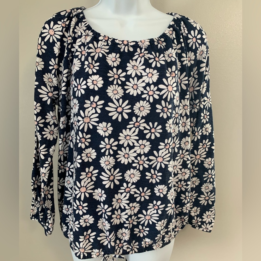 Arizona Jean Company Navy, Pink and White Floral Top